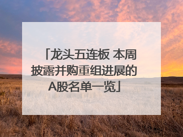龙头五连板 本周披露并购重组进展的A股名单一览