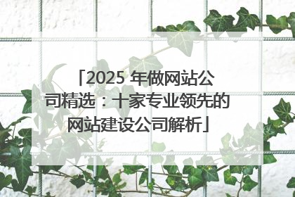 2025 年做网站公司精选：十家专业领先的网站建设公司解析