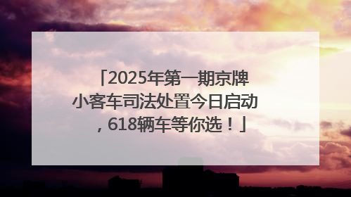 2025年第一期京牌小客车司法处置今日启动，618辆车等你选！