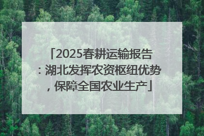2025春耕运输报告：湖北发挥农资枢纽优势，保障全国农业生产